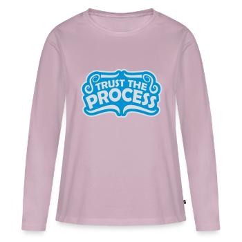 faire confiance au processus Devis - T-shirt manches longues Premium bio Femme - rose poudré - Devant - Julia (174cm)