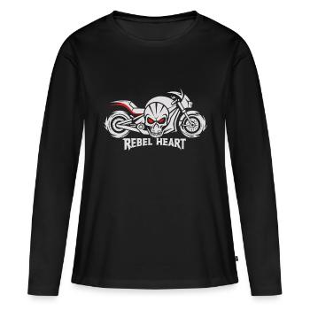 REBEL HEART - Women's Premium Organic Long Sleeve Shirt - black - Front - Julia (174cm)