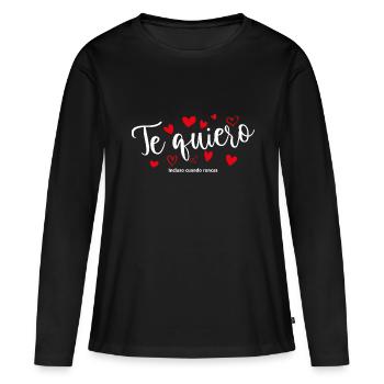 T-shirt / Je t’aime / Je t’aime / Je t’aime - T-shirt manches longues Premium bio Femme - noir - Devant - Julia (174cm)