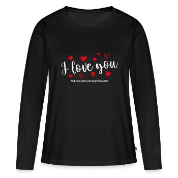 T-shirt / Je t’aime / Je t’aime / Je t’aime - T-shirt manches longues Premium bio Femme - noir - Devant - Julia (174cm)