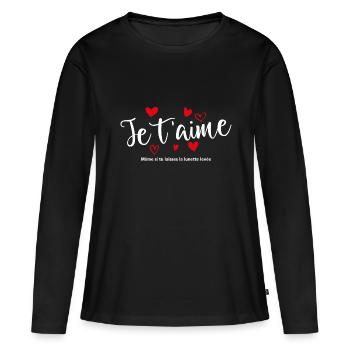 T-shirt / Je t’aime / Je t’aime / Je t’aime - T-shirt manches longues Premium bio Femme - noir - Devant - Julia (174cm)