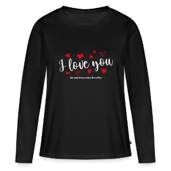 T-shirt / Je t’aime / Je t’aime / Je t’aime - T-shirt manches longues Premium bio Femme - noir - Devant - Julia (174cm)