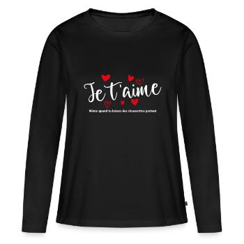 T-shirt / Je t’aime / Je t’aime / Je t’aime - T-shirt manches longues Premium bio Femme - noir - Devant - Julia (174cm)
