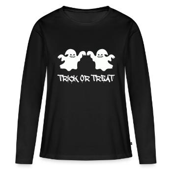 fantômes : trick or treat - T-shirt manches longues Premium bio Femme - noir - Devant - Julia (174cm)