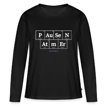 Pausen Atmer (dunkle Stoffe) - Frauen Premium Bio Langarmshirt - Schwarz - Vorne - Julia (174cm)