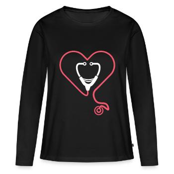 Nursing Stethoscope - Women's Premium Organic Long Sleeve Shirt - black - Front - Julia (174cm)