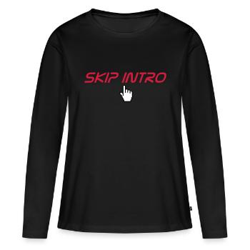skip intro - T-shirt manches longues Premium bio Femme - noir - Devant - Julia (174cm)