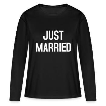 Just Married - T-shirt manches longues Premium bio Femme - noir - Devant - Julia (174cm)