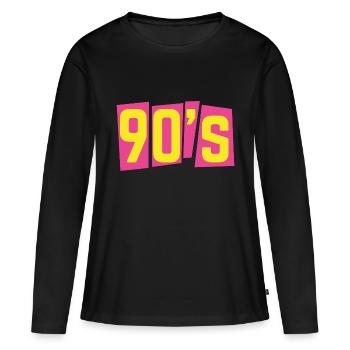 90s nineties 90s old school - Women's Premium Organic Long Sleeve Shirt - black - Front - Julia (174cm)