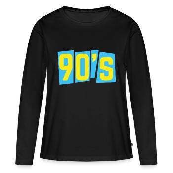 90s nineties 90s old school - Women's Premium Organic Long Sleeve Shirt - black - Front - Julia (174cm)