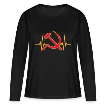 Communisme pulsé - T-shirt manches longues Premium bio Femme - noir - Devant - Julia (174cm)