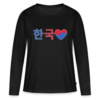 Coeur de Corée - T-shirt manches longues Premium bio Femme - noir - Devant - Julia (174cm)