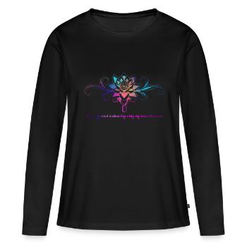Fleur de lotus - T-shirt manches longues Premium bio Femme - noir - Devant - Julia (174cm)