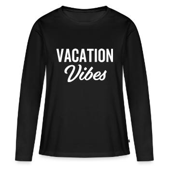 Vibes de vacances - T-shirt manches longues Premium bio Femme - noir - Devant - Julia (174cm)