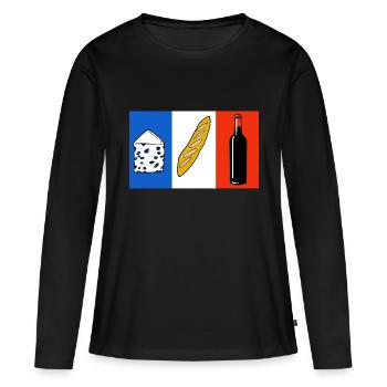 drapeau francais - T-shirt manches longues Premium bio Femme - noir - Devant - Julia (174cm)