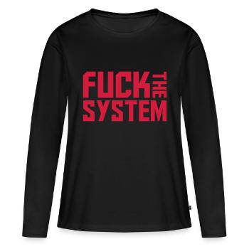 Fuck the system Logo - Frauen Premium Bio Langarmshirt - Schwarz - Vorne - Julia (174cm)