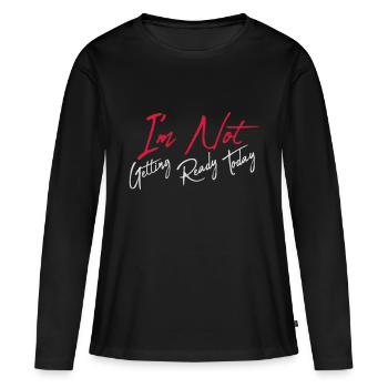 ne pas se préparer aujourd’hui - T-shirt manches longues Premium bio Femme - noir - Devant - Julia (174cm)