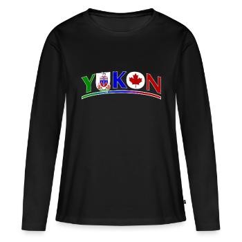 État du Yukon avec drapeau - T-shirt manches longues Premium bio Femme - noir - Devant - Julia (174cm)