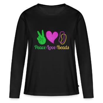 Peace Love Beads Mardi Gras Parade - T-shirt manches longues Premium bio Femme - noir - Devant - Julia (174cm)