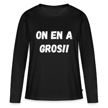 on en a gros - T-shirt manches longues Premium bio Femme - noir - Devant - Julia (174cm)