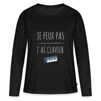 Je peux pas j'ai clavier - T-shirt manches longues Premium bio Femme - noir - Devant - Julia (174cm)