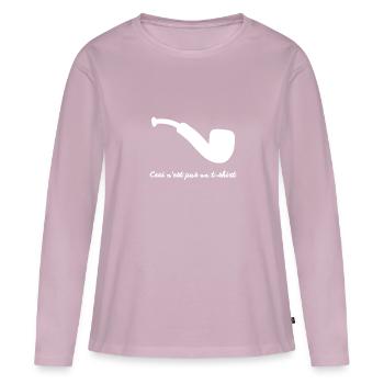 Pipe tshirt white - T-shirt manches longues Premium bio Femme - rose poudré - Devant - Julia (174cm)