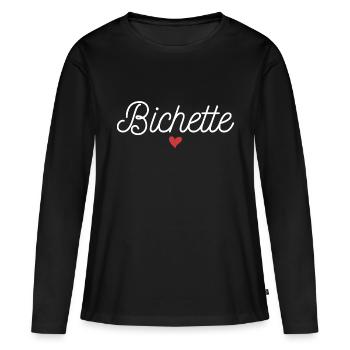 BICHETTE COEUR - T-shirt manches longues Premium bio Femme - noir - Devant - Julia (174cm)