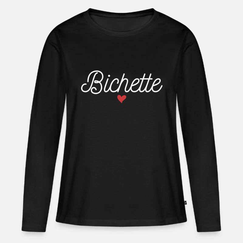 HERZBICHETTE - Frauen Premium Bio Langarmshirt - Schwarz