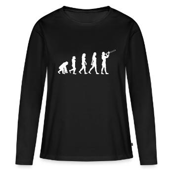 Weibliche Posaune Posaunenspielerin Evolution - Frauen Premium Bio Langarmshirt - Schwarz - Vorne - Julia (174cm)