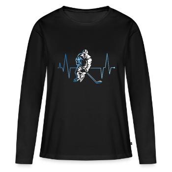 Battements de coeur Hockey hockey sports d’hiver - T-shirt manches longues Premium bio Femme - noir - Devant - Julia (174cm)