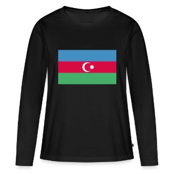 Aserbaidschans Flagge WM EM - Frauen Premium Bio Langarmshirt - Schwarz - Vorne - Julia (174cm)