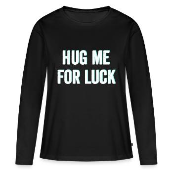 Embrasse-moi pour avoir de la chance - T-shirt manches longues Premium bio Femme - noir - Devant - Julia (174cm)