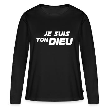 je suis ton dieu - T-shirt manches longues Premium bio Femme - noir - Devant - Julia (174cm)