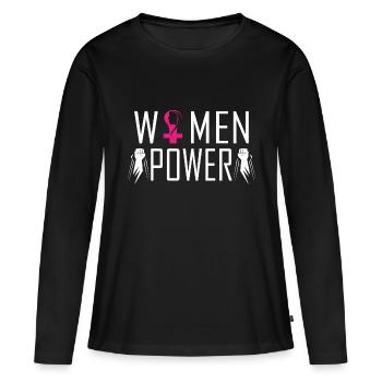 Le pouvoir des femmes - T-shirt manches longues Premium bio Femme - noir - Devant - Julia (174cm)