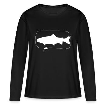 Truite avec wobbler - T-shirt manches longues Premium bio Femme - noir - Devant - Julia (174cm)