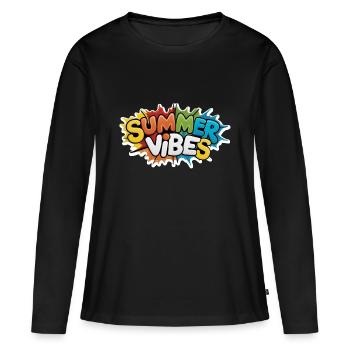 Sommer-Vibes - Frauen Premium Bio Langarmshirt - Schwarz - Vorne - Julia (174cm)