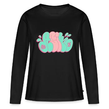 Lancer de graffiti Asik streetart - T-shirt manches longues Premium bio Femme - noir - Devant - Julia (174cm)