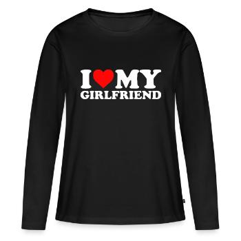J’AIME MA COPINE Saint-Valentin Cadeau Amour - T-shirt manches longues Premium bio Femme - noir - Devant - Julia (174cm)