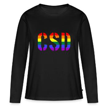 CSD - Christopher Street Day - Gay - Lesbienne - T-shirt manches longues Premium bio Femme - noir - Devant - Julia (174cm)
