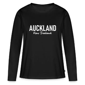 Auckland - Nouvelle-Zélande - Aotearoa - Maori - Kiwi - T-shirt manches longues Premium bio Femme - noir - Devant - Julia (174cm)