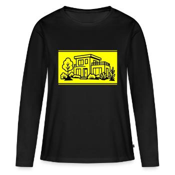 Maison Villa Propriété - T-shirt manches longues Premium bio Femme - noir - Devant - Julia (174cm)