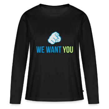 we want you - T-shirt manches longues Premium bio Femme - noir - Devant - Julia (174cm)