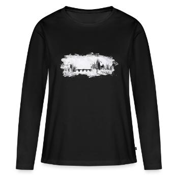 Prague - T-shirt manches longues Premium bio Femme - noir - Devant - Julia (174cm)