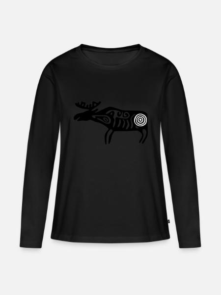 Elch Sámi Samen - Frauen Premium Bio Langarmshirt - Schwarz