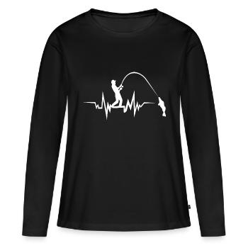 Battement de coeur de pêche - T-shirt manches longues Premium bio Femme - noir - Devant - Julia (174cm)