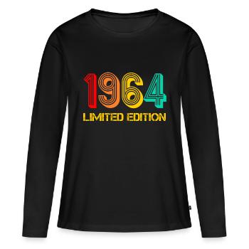 1964 Limited Edition Année de naissance 1964 Idée cadeau - T-shirt manches longues Premium bio Femme - noir - Devant - Julia (174cm)