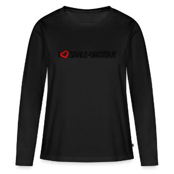 I love Saale-Unstrut - Frauen Premium Bio Langarmshirt - Schwarz - Vorne - Julia (174cm)