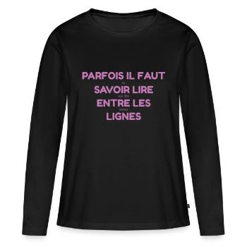 Cadeau Annonce Grossesse pour Future Grand-Mère - T-shirt manches longues Premium bio Femme - noir - Devant - Julia (174cm)
