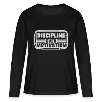Citation de discipline sur la motivation - T-shirt manches longues Premium bio Femme - noir - Devant - Julia (174cm)