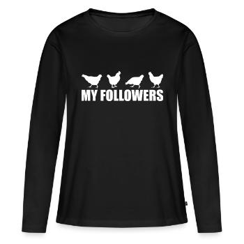 Chickens Follower - Chickens Gift - Women's Premium Organic Long Sleeve Shirt - black - Front - Julia (174cm)